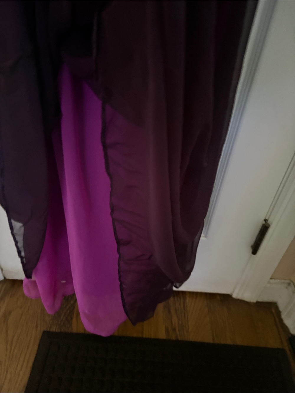 Women's Purple Layered Spaghetti-Strap Evening Dress - Picture 3 of 5